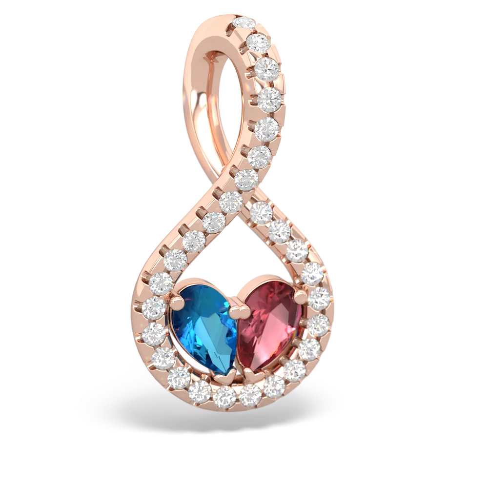 London Topaz Pave Twist 'One Heart' 14K Rose Gold pendant P5360