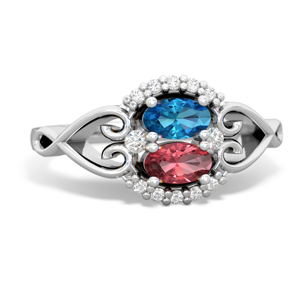 London Topaz Love Nest 14K White Gold ring R5860