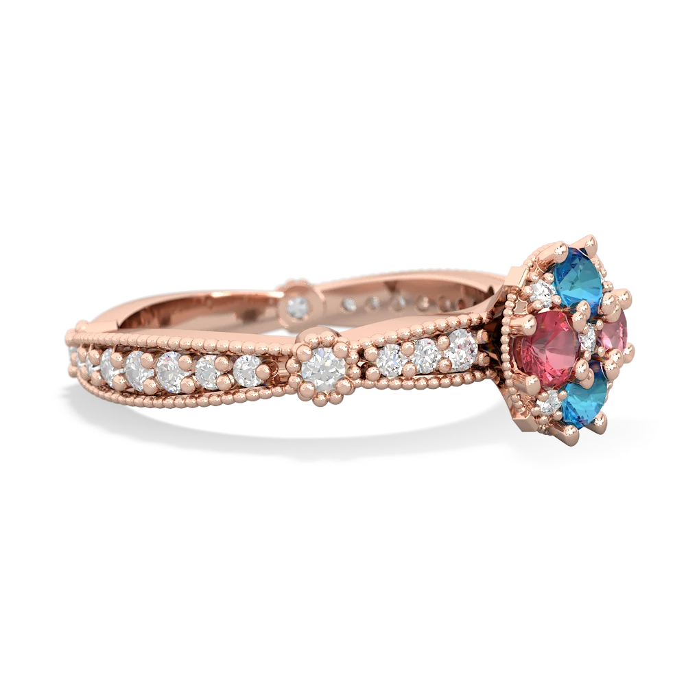 London Topaz Sparkling Tiara Cluster 14K Rose Gold ring R26293RD