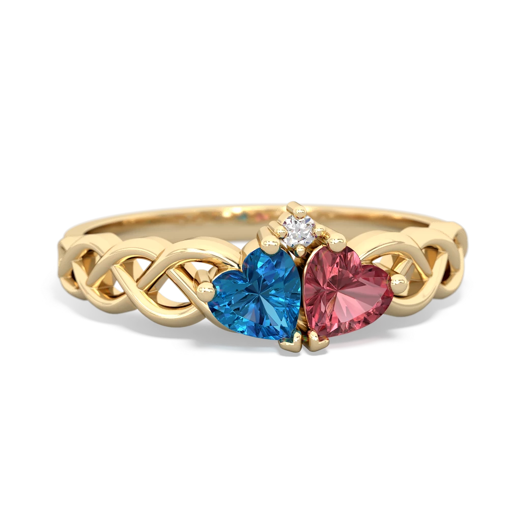 London Topaz Heart To Heart Braid 14K Yellow Gold ring R5870