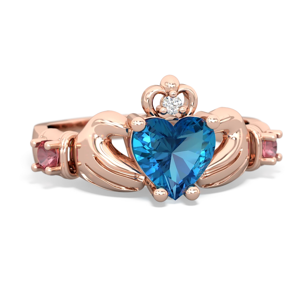 London Topaz Claddagh Keepsake 14K Rose Gold ring R5245