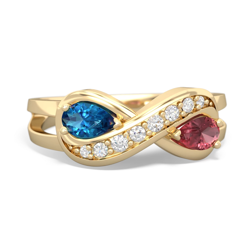 London Topaz Diamond Infinity 14K Yellow Gold ring R5390