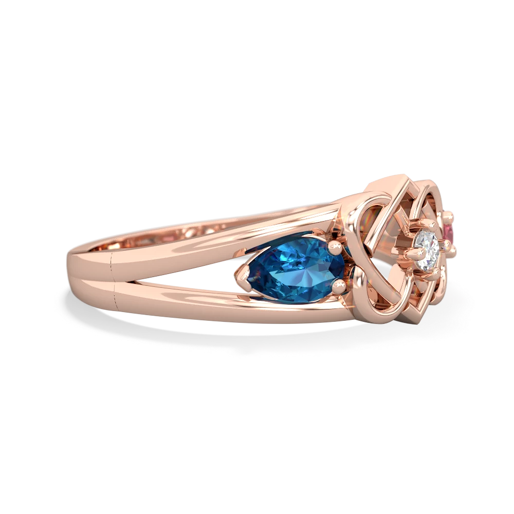 London Topaz Hearts Intertwined 14K Rose Gold ring R5880