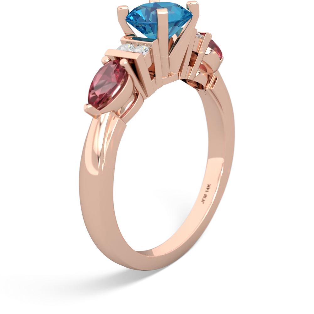 London Topaz 6Mm Round Eternal Embrace Engagement 14K Rose Gold ring R2005