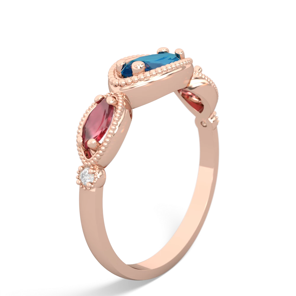 London Topaz Milgrain Marquise 14K Rose Gold ring R5700