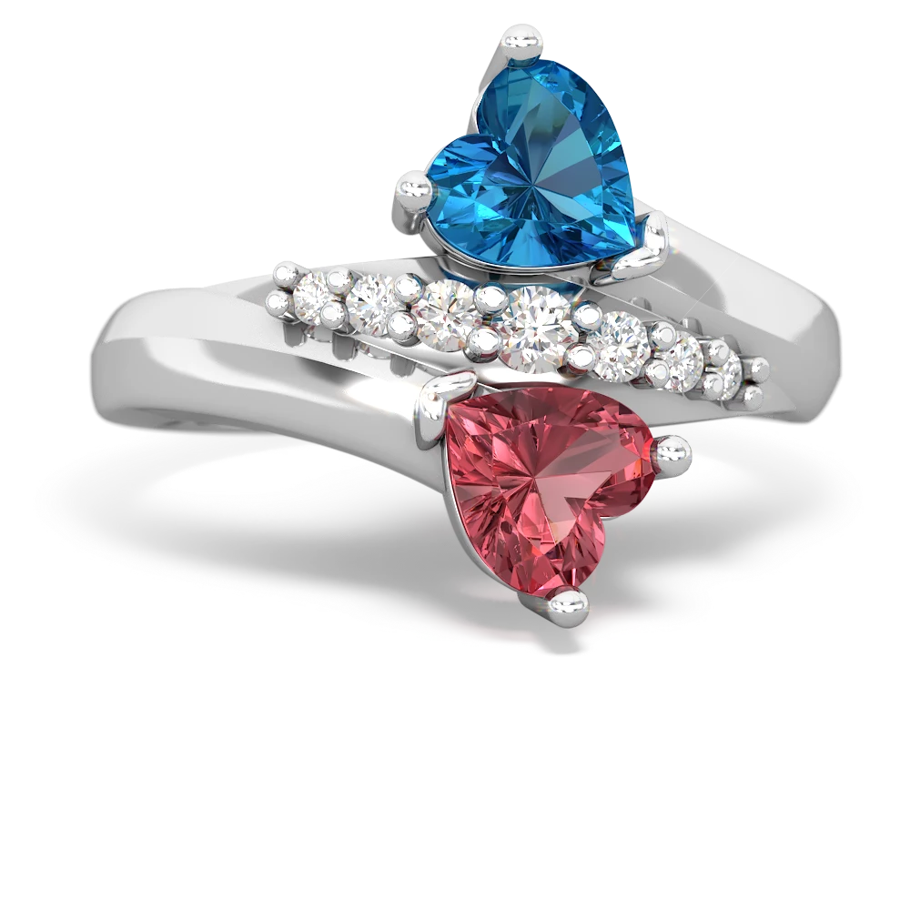 London Topaz Heart To Heart 14K White Gold ring R2064