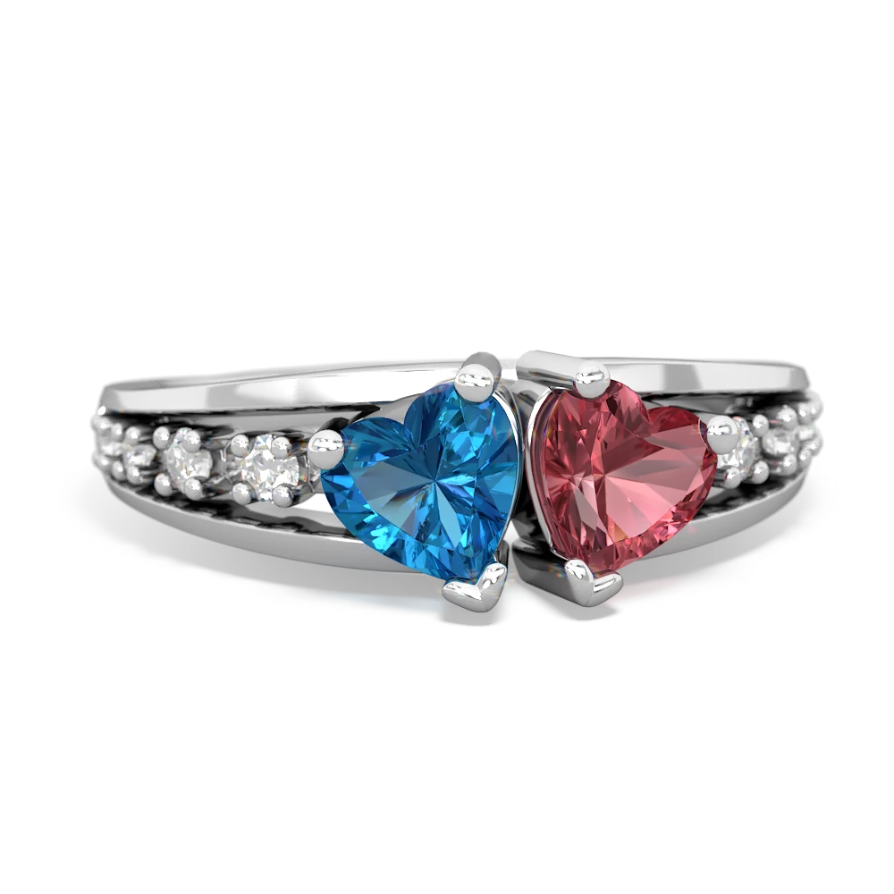 London Topaz Heart To Heart 14K White Gold ring R3342