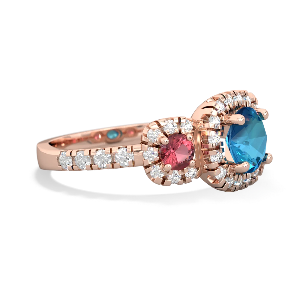 London Topaz Regal Halo 14K Rose Gold ring R5350