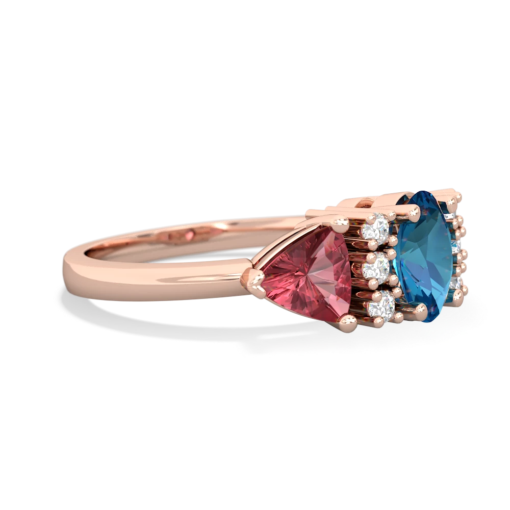 London Topaz Antique Style Three Stone 14K Rose Gold ring R2186