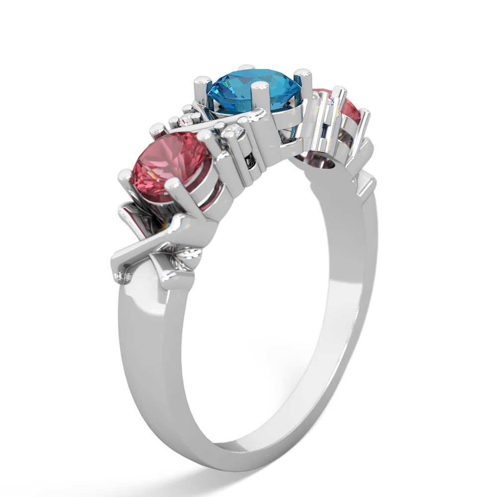 London Topaz Hugs And Kisses 14K White Gold ring R5016