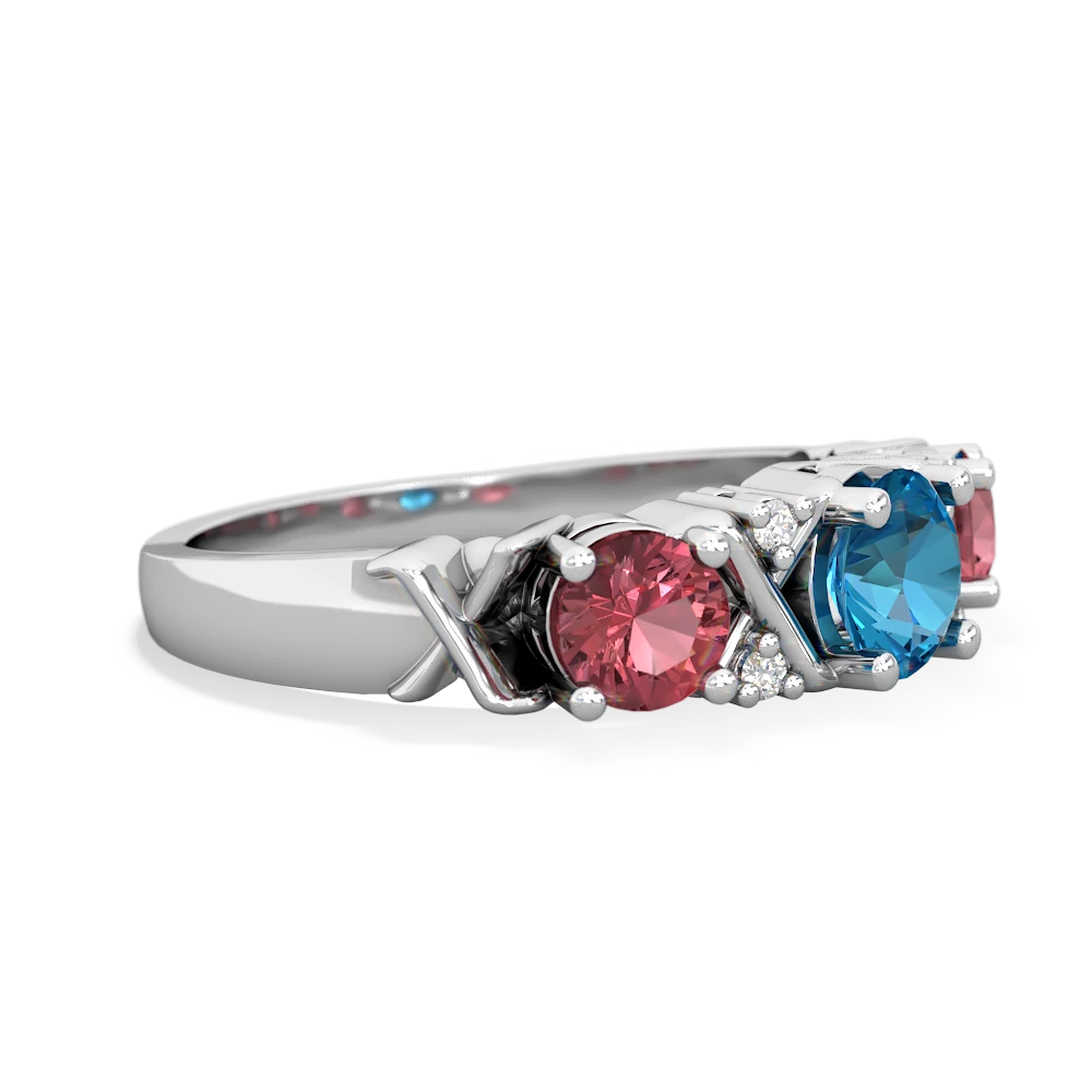 London Topaz Hugs And Kisses 14K White Gold ring R5016