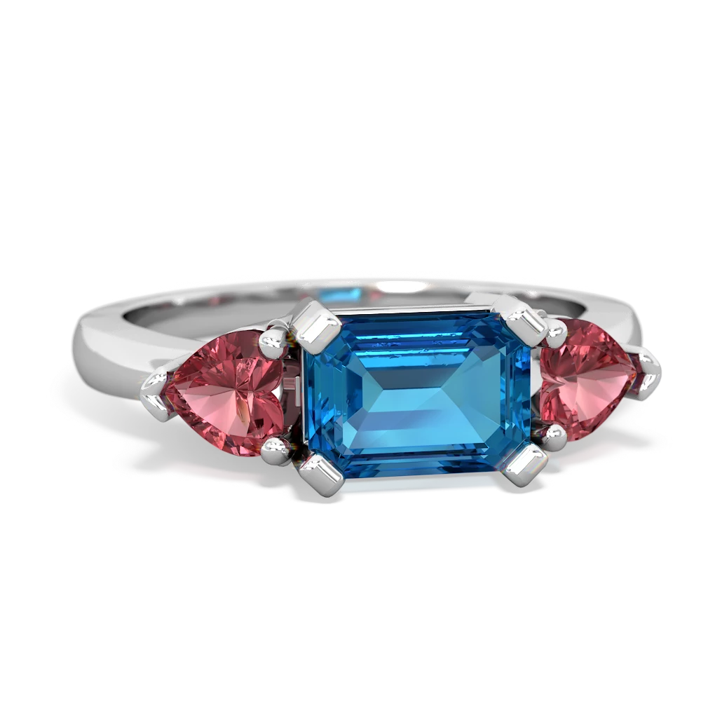 London Topaz Three Stone 14K White Gold ring R5235