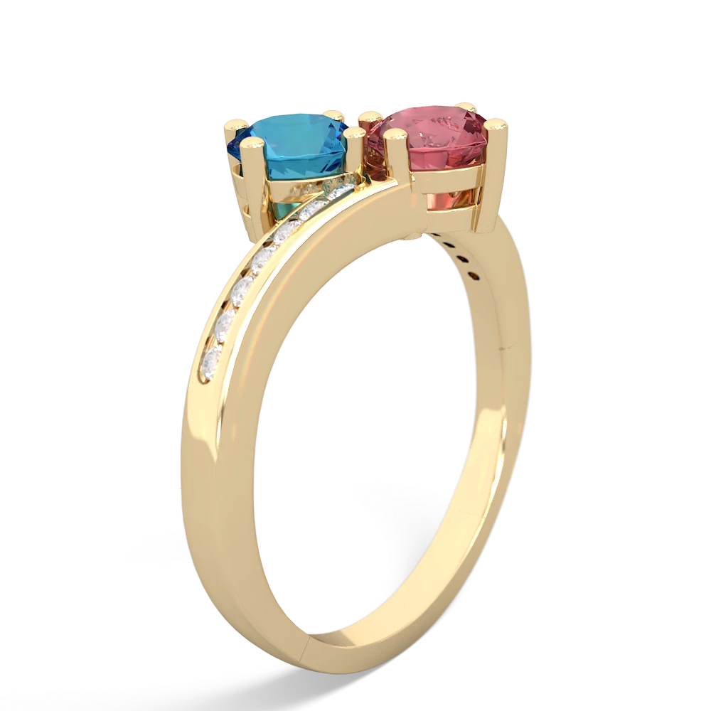 London Topaz Channel Set Two Stone 14K Yellow Gold ring R5303