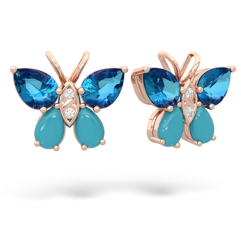 London Topaz Butterfly 14K Rose Gold earrings E2215