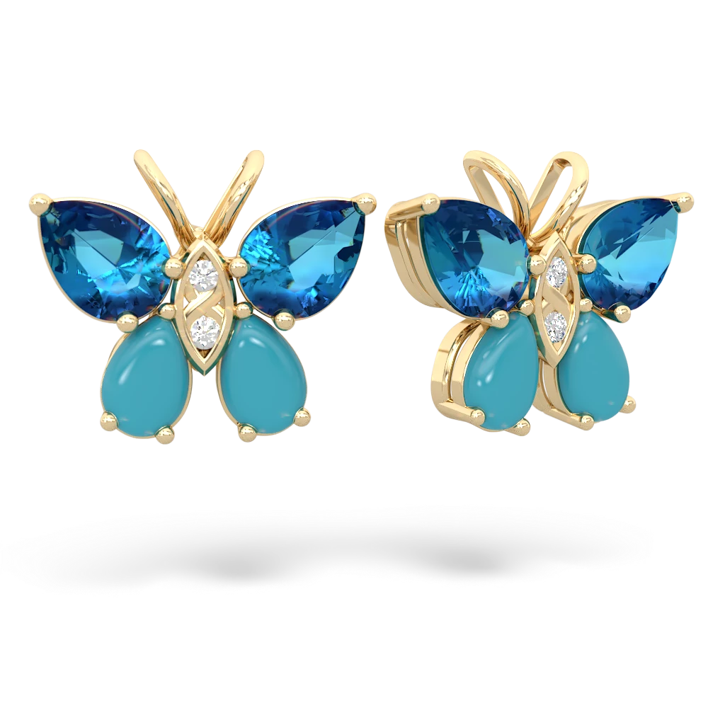 London Topaz Butterfly 14K Yellow Gold earrings E2215