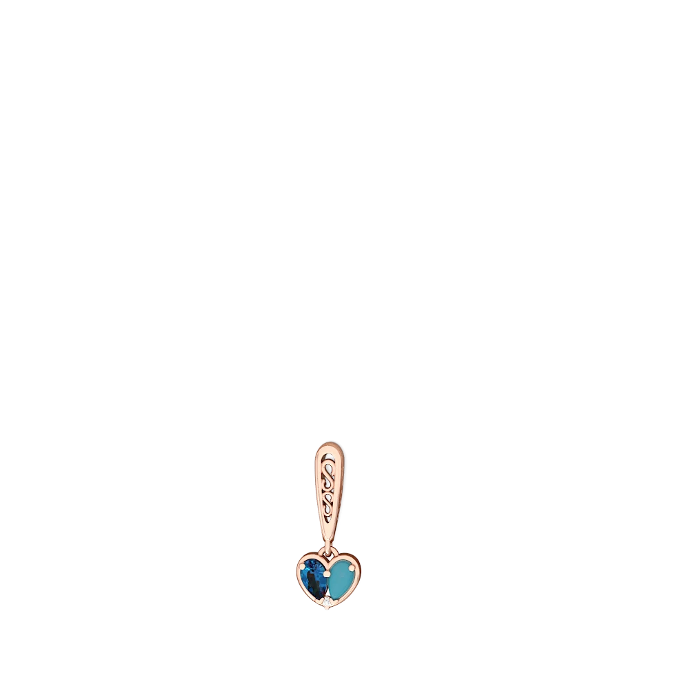 London Topaz Filligree Heart 14K Rose Gold earrings E5070