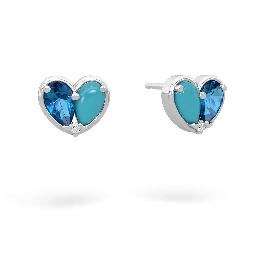 London Topaz 'Our Heart' 14K White Gold earrings E5072