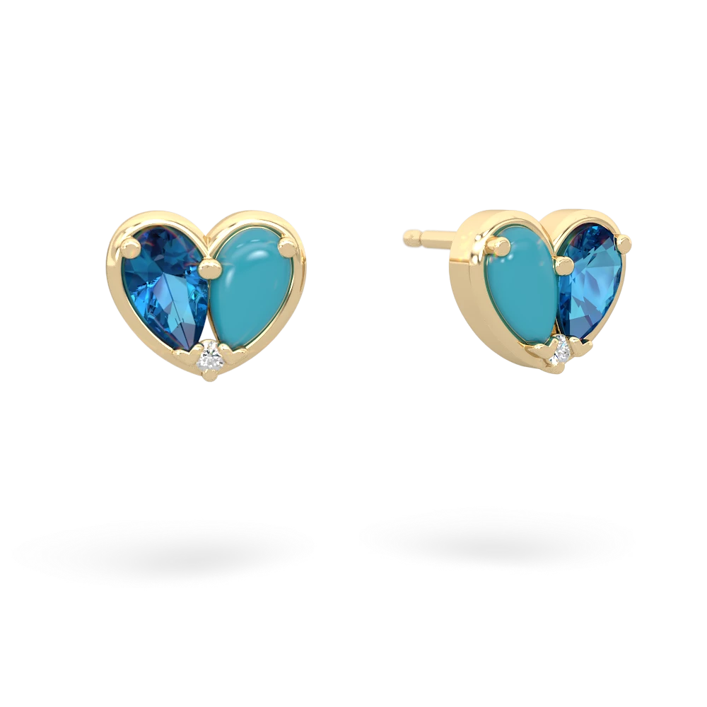 London Topaz 'Our Heart' 14K Yellow Gold earrings E5072