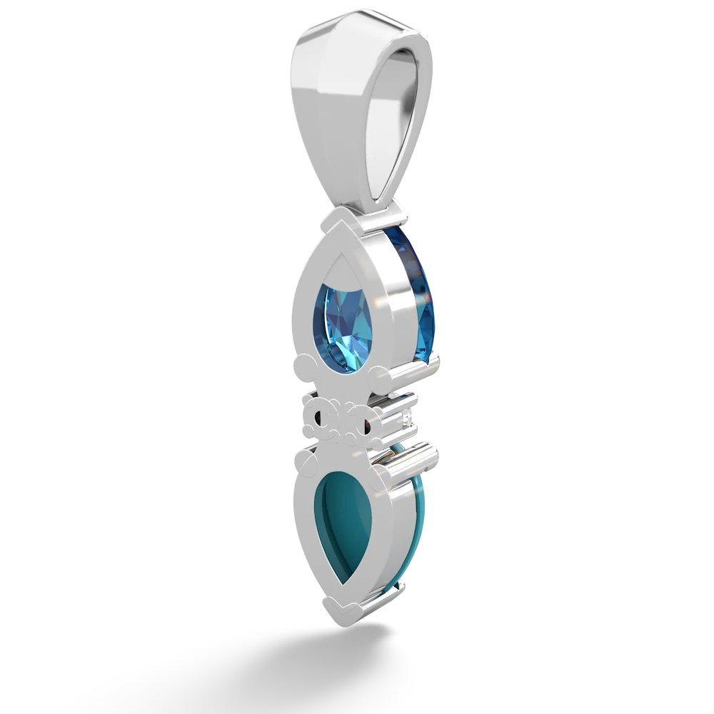 London Topaz Bowtie Drop 14K White Gold pendant P0865