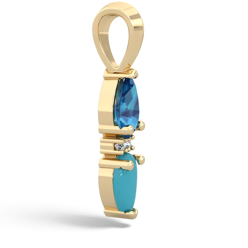 London Topaz Bowtie Drop 14K Yellow Gold pendant P0865