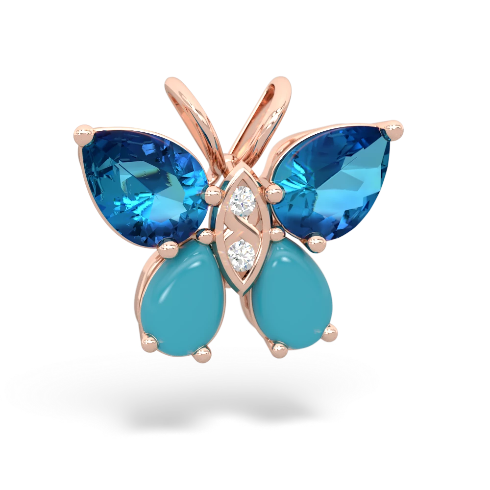 London Topaz Butterfly 14K Rose Gold pendant P2215