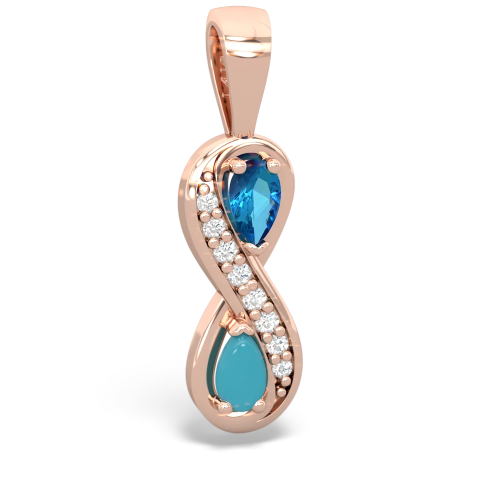 London Topaz Diamond Infinity 14K Rose Gold pendant P5390