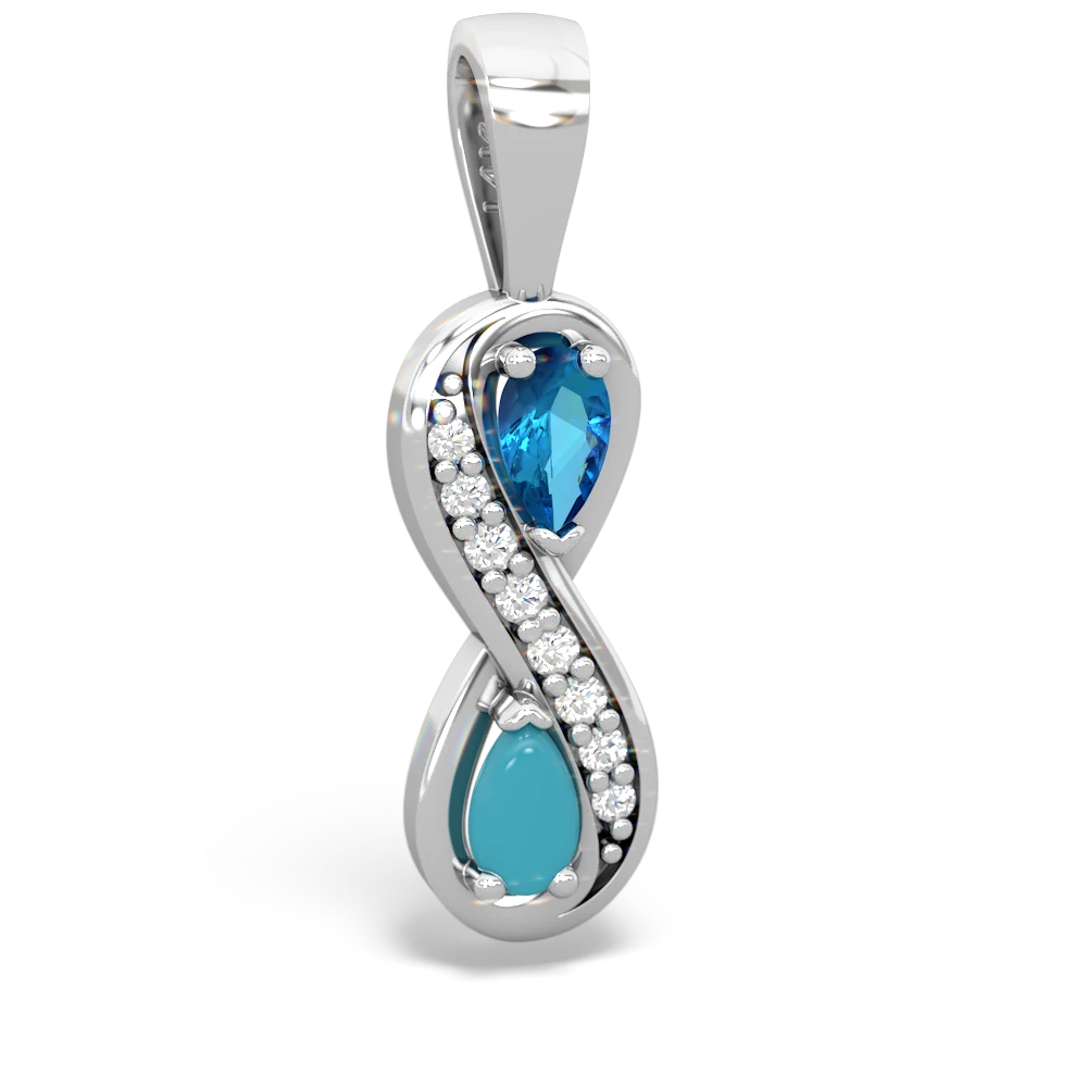 London Topaz Diamond Infinity 14K White Gold pendant P5390