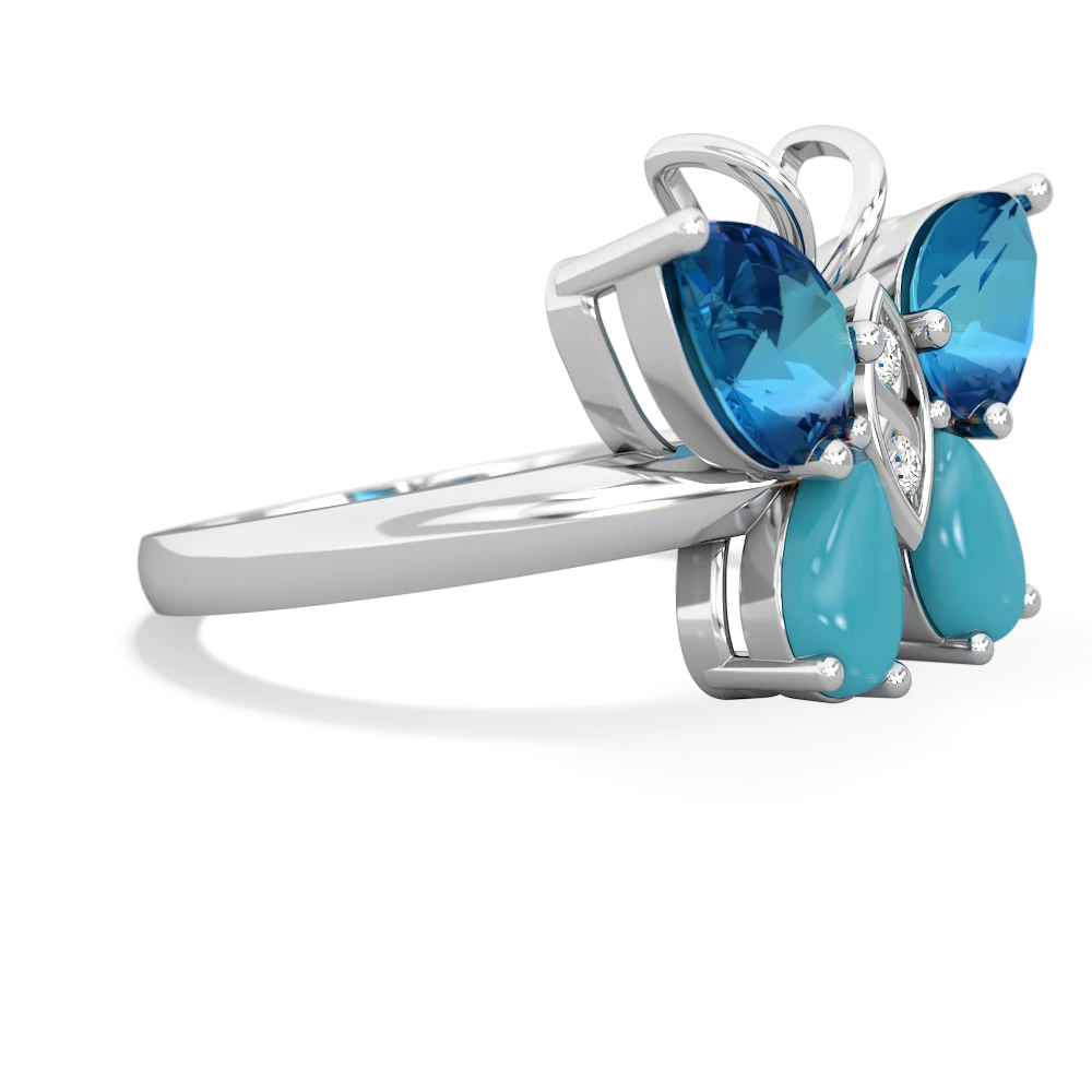 London Topaz Butterfly 14K White Gold ring R2215