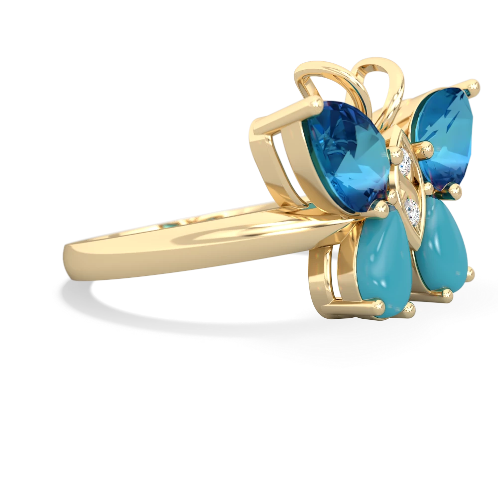 London Topaz Butterfly 14K Yellow Gold ring R2215