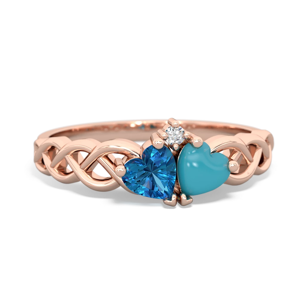 London Topaz Heart To Heart Braid 14K Rose Gold ring R5870