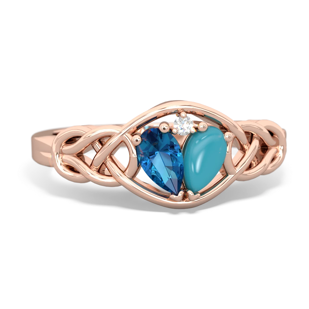 London Topaz Celtic Love Knot 14K Rose Gold ring R5420