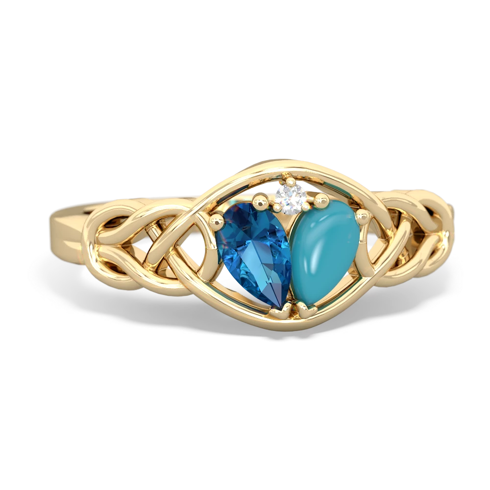 London Topaz Celtic Love Knot 14K Yellow Gold ring R5420