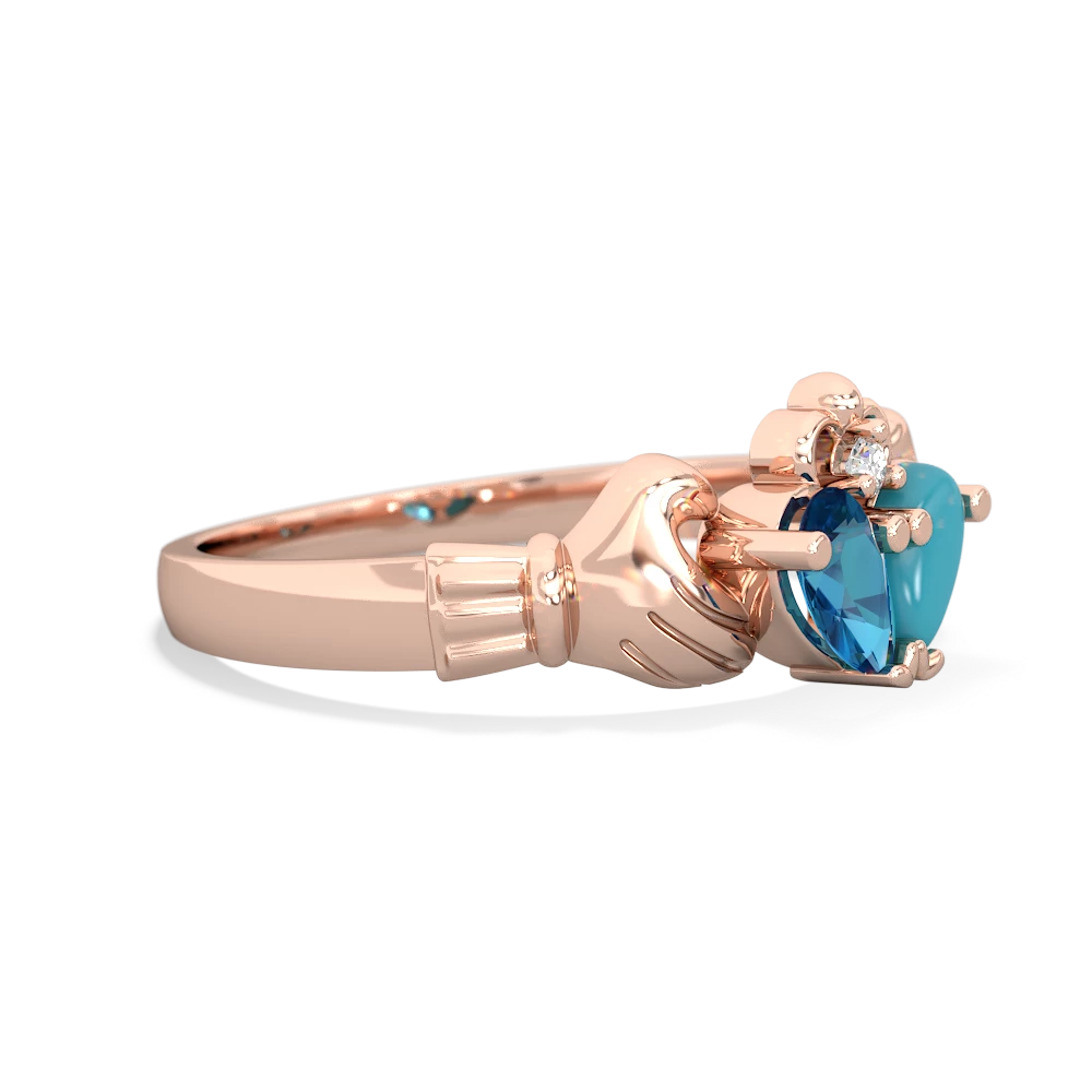 London Topaz 'Our Heart' Claddagh 14K Rose Gold ring R2388