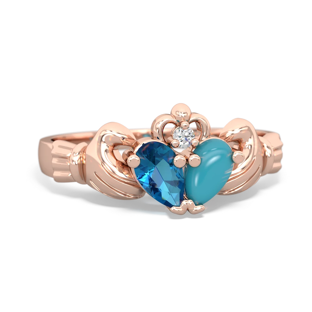 London Topaz 'Our Heart' Claddagh 14K Rose Gold ring R2388