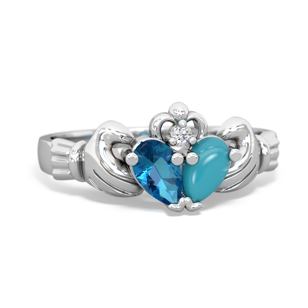 London Topaz 'Our Heart' Claddagh 14K White Gold ring R2388