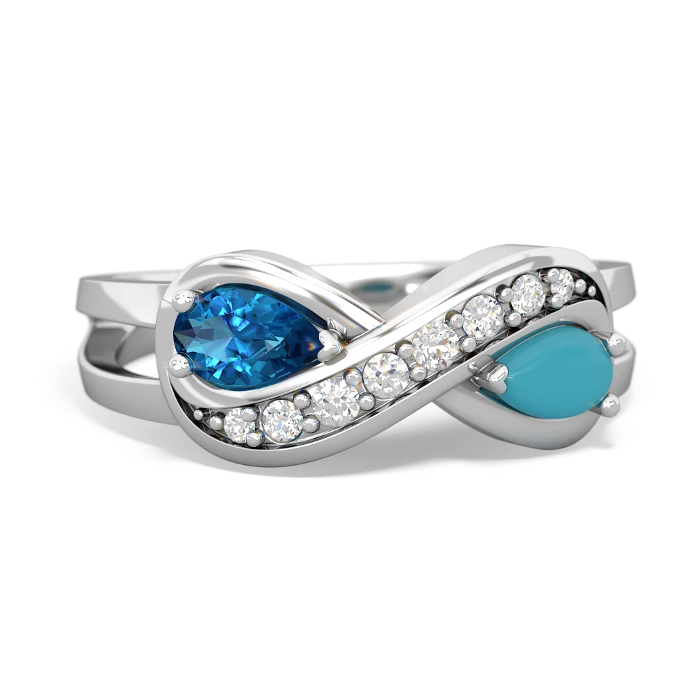 London Topaz Diamond Infinity 14K White Gold ring R5390