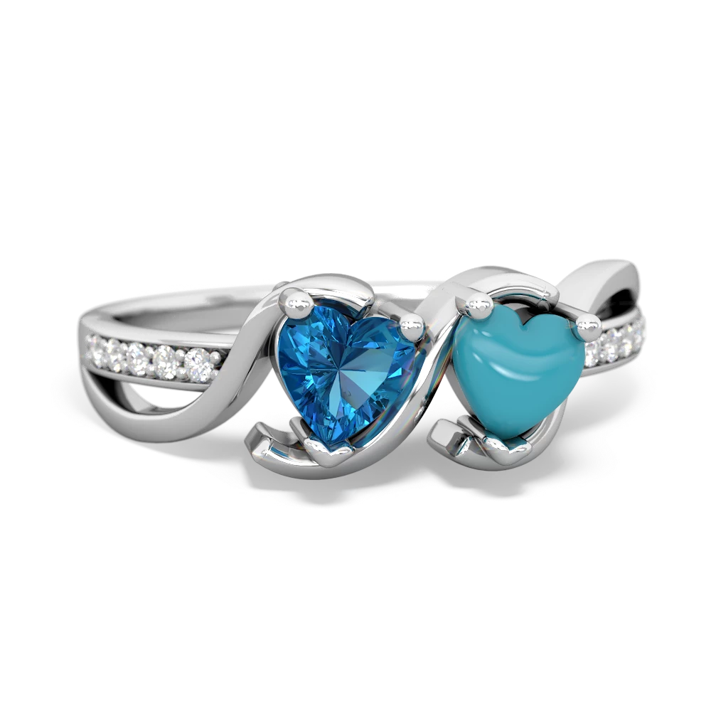 London Topaz Side By Side 14K White Gold ring R3090