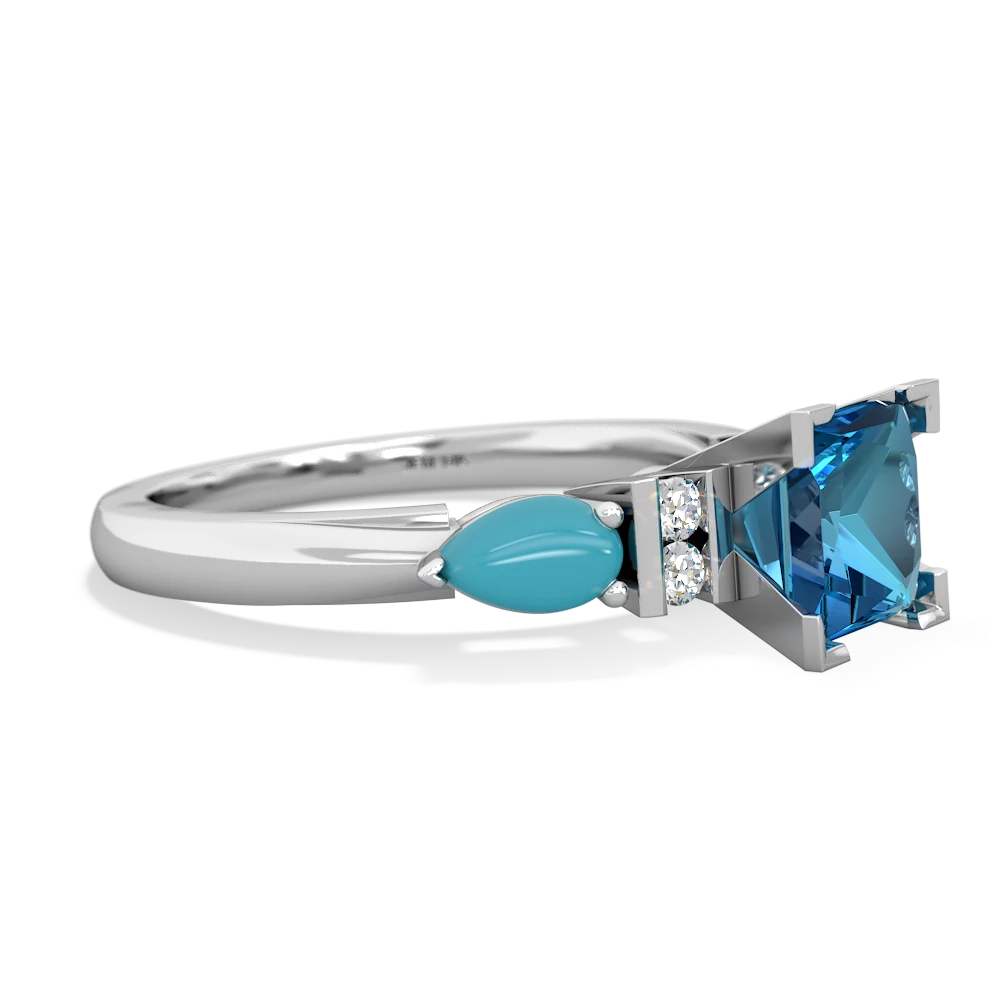 London Topaz 6Mm Princess Eternal Embrace Engagement 14K White Gold ring C2002