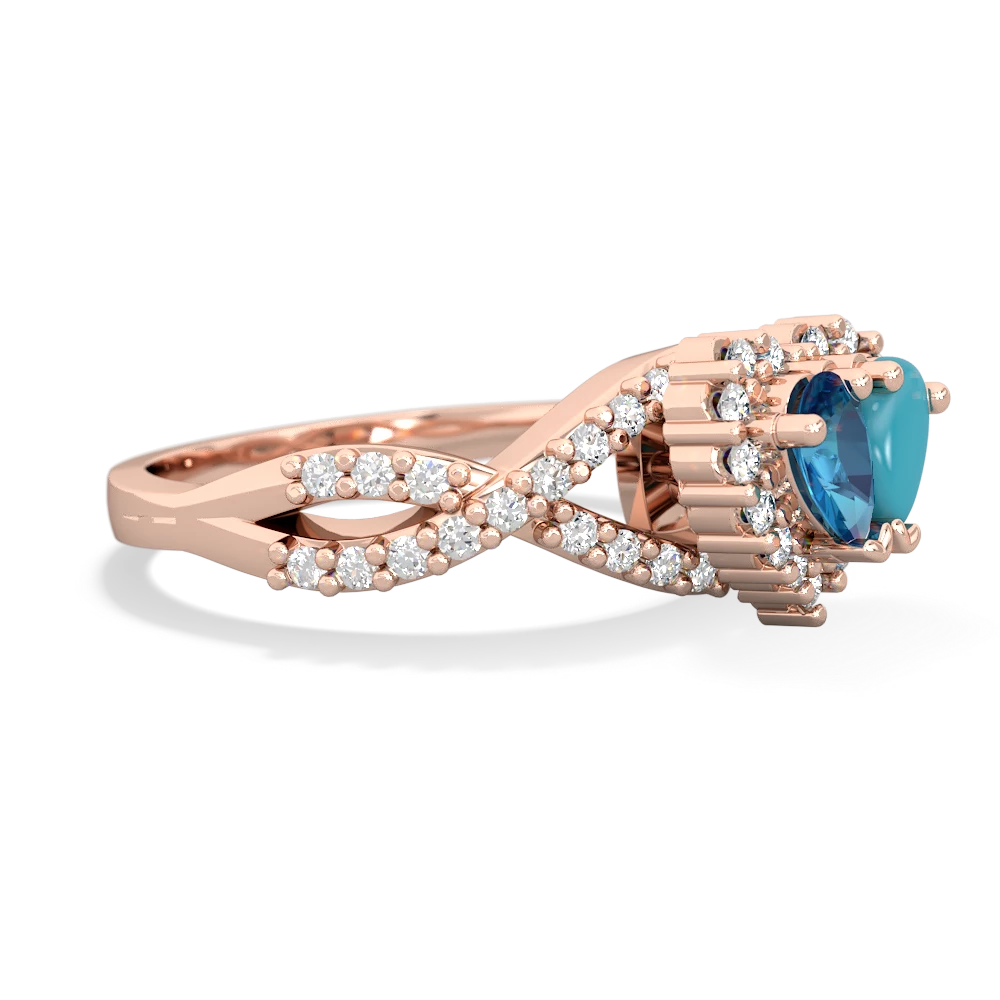 London Topaz Diamond Twist 'One Heart' 14K Rose Gold ring R2640HRT