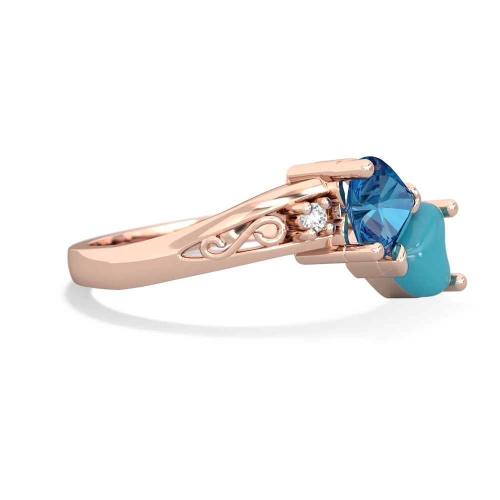 London Topaz Snuggling Hearts 14K Rose Gold ring R2178