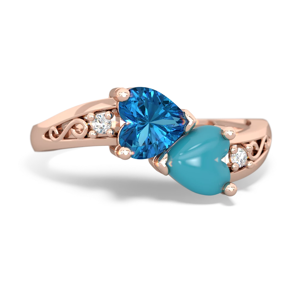 London Topaz Snuggling Hearts 14K Rose Gold ring R2178