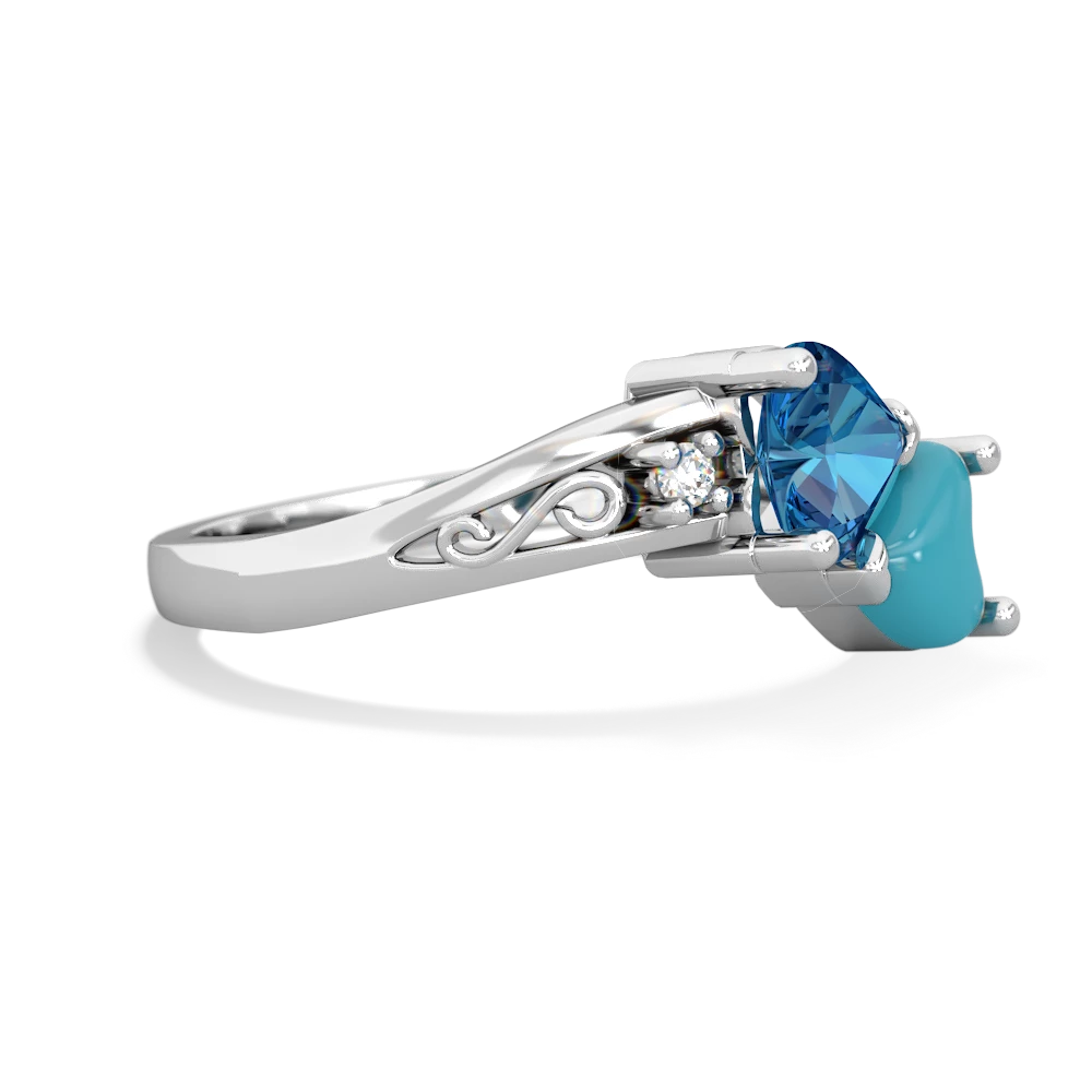 London Topaz Snuggling Hearts 14K White Gold ring R2178