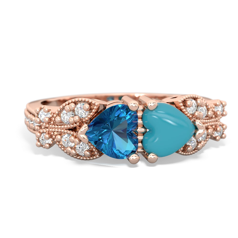 London Topaz Diamond Butterflies 14K Rose Gold ring R5601