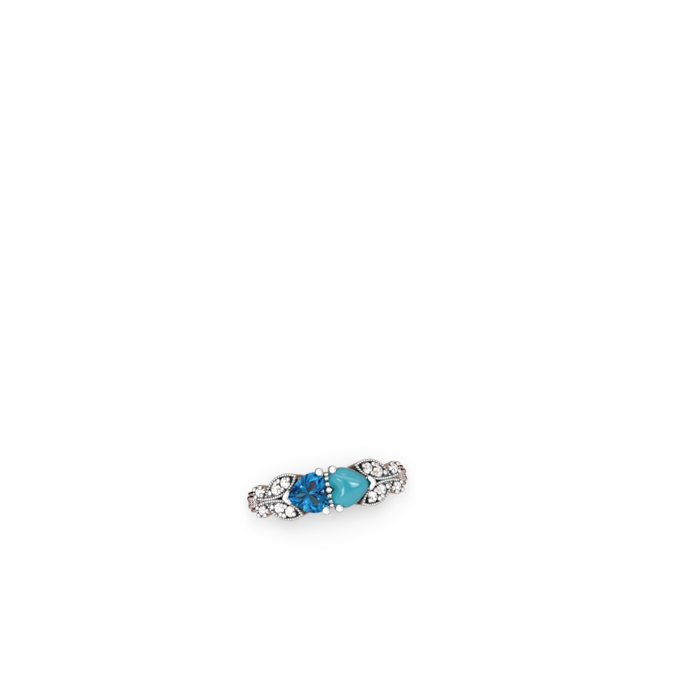 London Topaz Diamond Butterflies 14K White Gold ring R5601