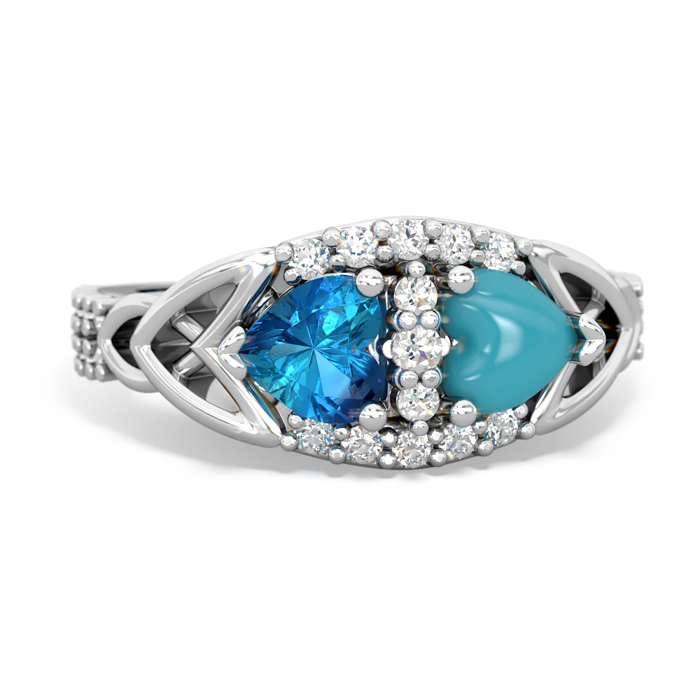 London Topaz Sparkling Celtic Knot 14K White Gold ring R2645