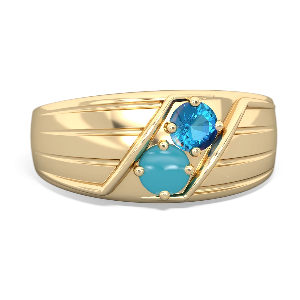 London Topaz Men's Streamline 14K Yellow Gold ring R0460