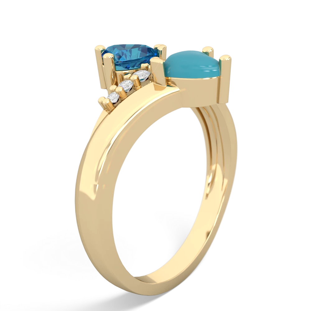 London Topaz Heart To Heart 14K Yellow Gold ring R2064