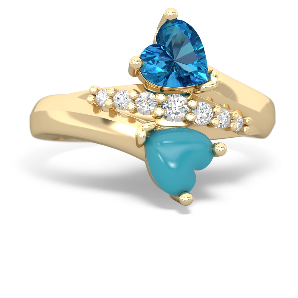 London Topaz Heart To Heart 14K Yellow Gold ring R2064