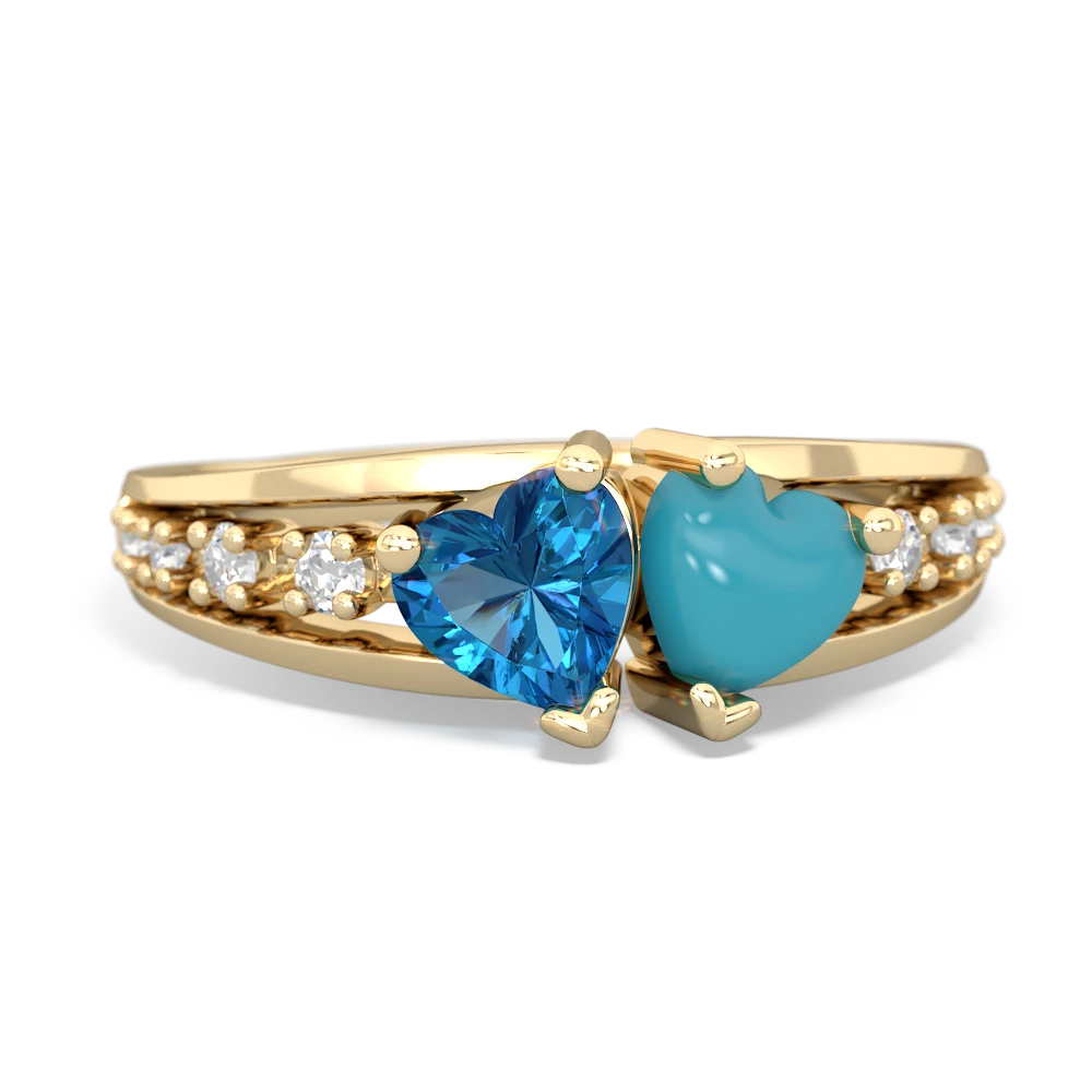 London Topaz Heart To Heart 14K Yellow Gold ring R3342