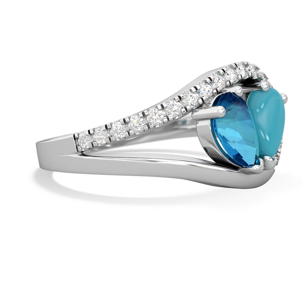 London Topaz Nestled Heart Keepsake 14K White Gold ring R5650